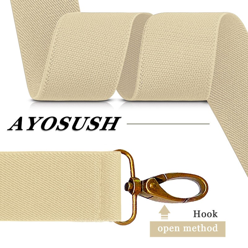 AYOSUSH Vintage Suspenders for Men Heavy Duty 4 Snap Hooks for Belt Loops Adjustable X Back (Beige 2, One Size) - Image 4